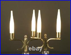 Paire De Lampes De Table Art Déco Type Chandelier En Bronze, Laiton, Verre Taill