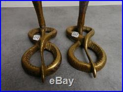 Paire De Pieds De Lampe Bronze Serpents Art Deco