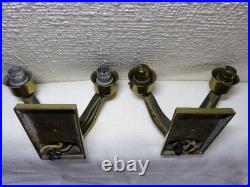 Paire d'applique de lampe ancienne art déco en bronze