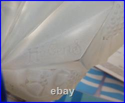 Paire de Lampe de bureau Art Déco en bronze tulipe en verre pressé signé Hubens