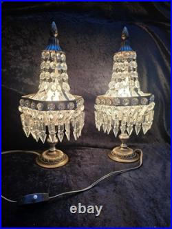 Paire de girandoles Mongolfière Art Déco en cristal Restaurer