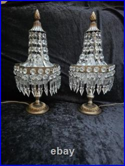 Paire de girandoles Mongolfière Art Déco en cristal Restaurer