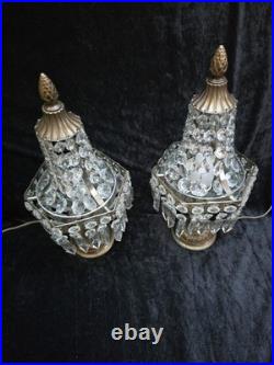 Paire de girandoles Mongolfière Art Déco en cristal Restaurer