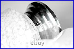 Paire de lampe Art Déco, plafonnier verre Clichy sur socle en métal chromé