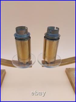 Paire de lampe Art déco en laiton et verre style Adnet Leleu