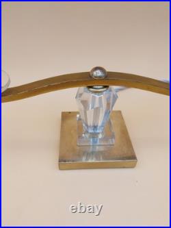 Paire de lampe Art déco en laiton et verre style Adnet Leleu