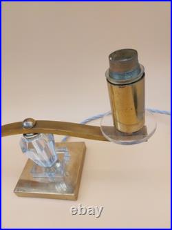 Paire de lampe Art déco en laiton et verre style Adnet Leleu
