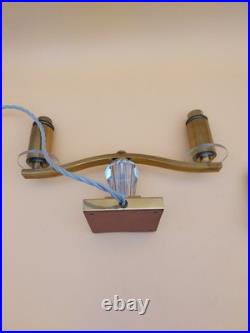 Paire de lampe Art déco en laiton et verre style Adnet Leleu