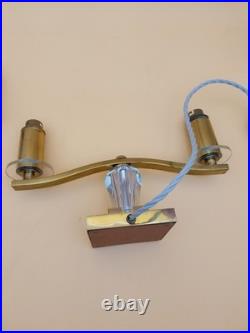 Paire de lampe Art déco en laiton et verre style Adnet Leleu