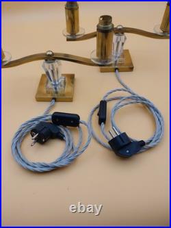 Paire de lampe Art déco en laiton et verre style Adnet Leleu