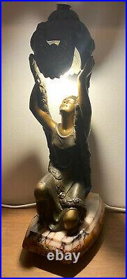 Paire de lampe Art déco vers 1920 Femme à la corbeille P. Sega Liseuse