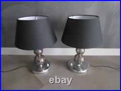 Paire de lampes Art-Déco cristal et métal chromé