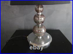 Paire de lampes Art-Déco cristal et métal chromé