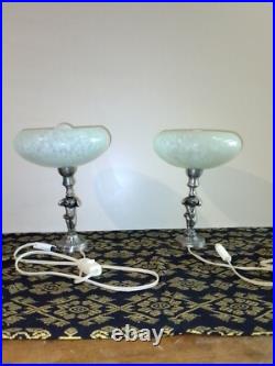 Paire de lampes de chevet art deco angelots coupelles clichy