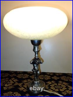 Paire de lampes de chevet art deco angelots coupelles clichy