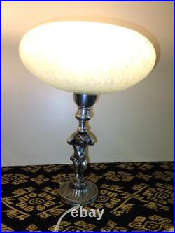 Paire de lampes de chevet art deco angelots coupelles clichy