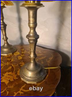 Paire de lampes de chevet laiton et pate de verres jaunes 1930 art deco 42x14 e
