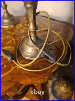 Paire de lampes de chevet laiton et pate de verres jaunes 1930 art deco 42x14 e