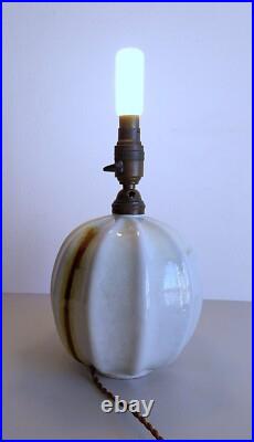 Paul-Ami Bonifas Lampe à cotes en faïence à glaçure polychrome Art deco