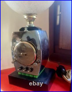 Pendulette Cotna Art Deco Reveil/lampe 1930 Globe Blanc Clichy Electrique 110 V