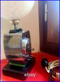 Pendulette Cotna Art Deco Reveil/lampe 1930 Globe Blanc Clichy Electrique 110 V