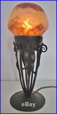 Petite LAMPE VEILLEUSE brûle parfum DAUM NANCY pâte de verre Art Nouveau / Déco