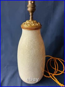 Pied De Lampe Art Deco En Ceramique Craquelee H. 37cm