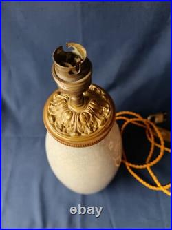 Pied De Lampe Art Deco En Ceramique Craquelee H. 37cm