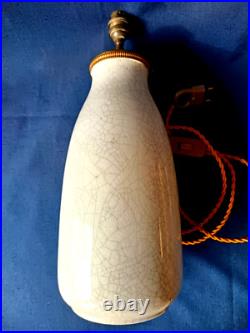 Pied De Lampe Art Deco En Ceramique Craquelee H. 37cm