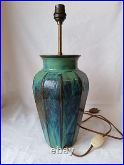 Pied De Lampe Art Deco En Gres Signature A Identifier H. 37cm