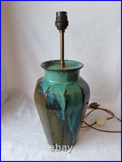 Pied De Lampe Art Deco En Gres Signature A Identifier H. 37cm