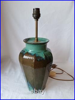 Pied De Lampe Art Deco En Gres Signature A Identifier H. 37cm