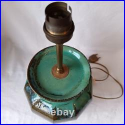 Pied De Lampe Art Deco En Gres Signature A Identifier H. 37cm