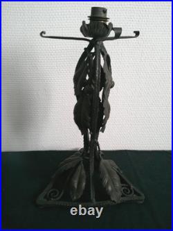 Pied De Lampe Art Deco Fer Forge Martele Style E Brandt Paul Kiss Morin Et Bost