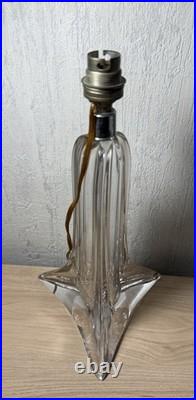Pied De Lampe En Style Art Deco Saint Louis En Cristal De France. 32cm. 1940