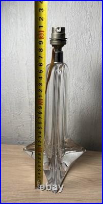 Pied De Lampe En Style Art Deco Saint Louis En Cristal De France. 32cm. 1940
