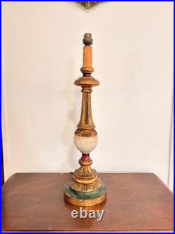 Pied Lampe Ouf Autruche Vintage Bougeoir Art Déco Bois Doré Vénitien Florentien