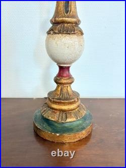 Pied Lampe Ouf Autruche Vintage Bougeoir Art Déco Bois Doré Vénitien Florentien