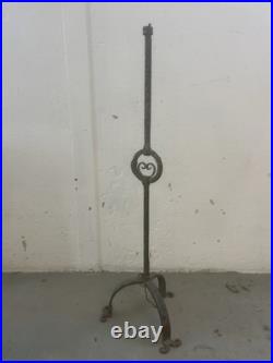 Pied de Lampe Lampadaire Fer Forgé Ancien 1950 Martelé Art Déco