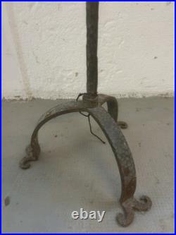 Pied de Lampe Lampadaire Fer Forgé Ancien 1950 Martelé Art Déco