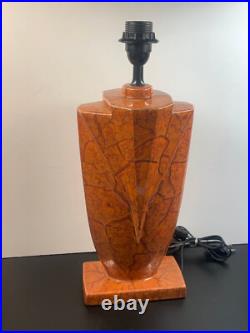 Pied de Lampe en Céramique style Art déco Faux Marbre Corail 45 cm ht de Douille