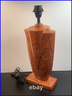 Pied de Lampe en Céramique style Art déco Faux Marbre Corail 45 cm ht de Douille Pied de Lampe en Céramique style Art déco Faux Marbre Corail 45 cm ht de Douille