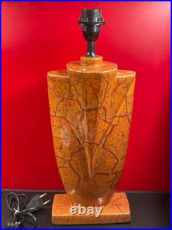 Pied de Lampe en Céramique style Art déco Faux Marbre Corail 45 cm ht de Douille