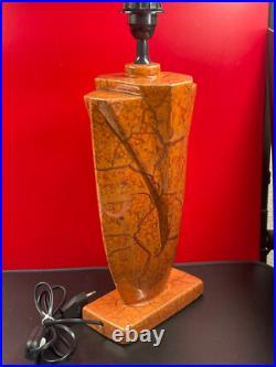 Pied de Lampe en Céramique style Art déco Faux Marbre Corail 45 cm ht de Douille