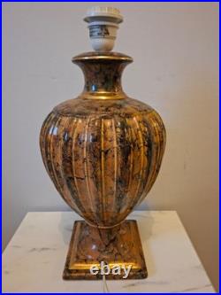 Pied de Lampe en Céramique style Art déco Faux Marbre & Doré VINTAGE