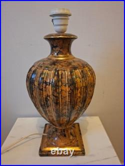 Pied de Lampe en Céramique style Art déco Faux Marbre & Doré VINTAGE