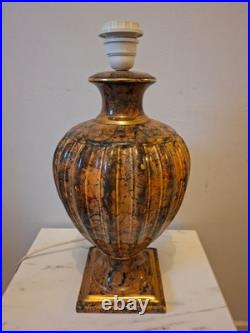 Pied de Lampe en Céramique style Art déco Faux Marbre & Doré VINTAGE