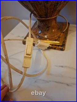 Pied de Lampe en Céramique style Art déco Faux Marbre & Doré VINTAGE