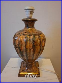 Pied de Lampe en Céramique style Art déco Faux Marbre & Doré VINTAGE