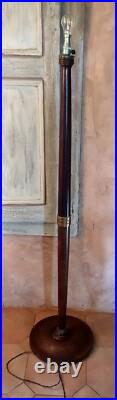 Pied de lampadaire Art Deco Bois et cuivre rouge 150cm 1930's